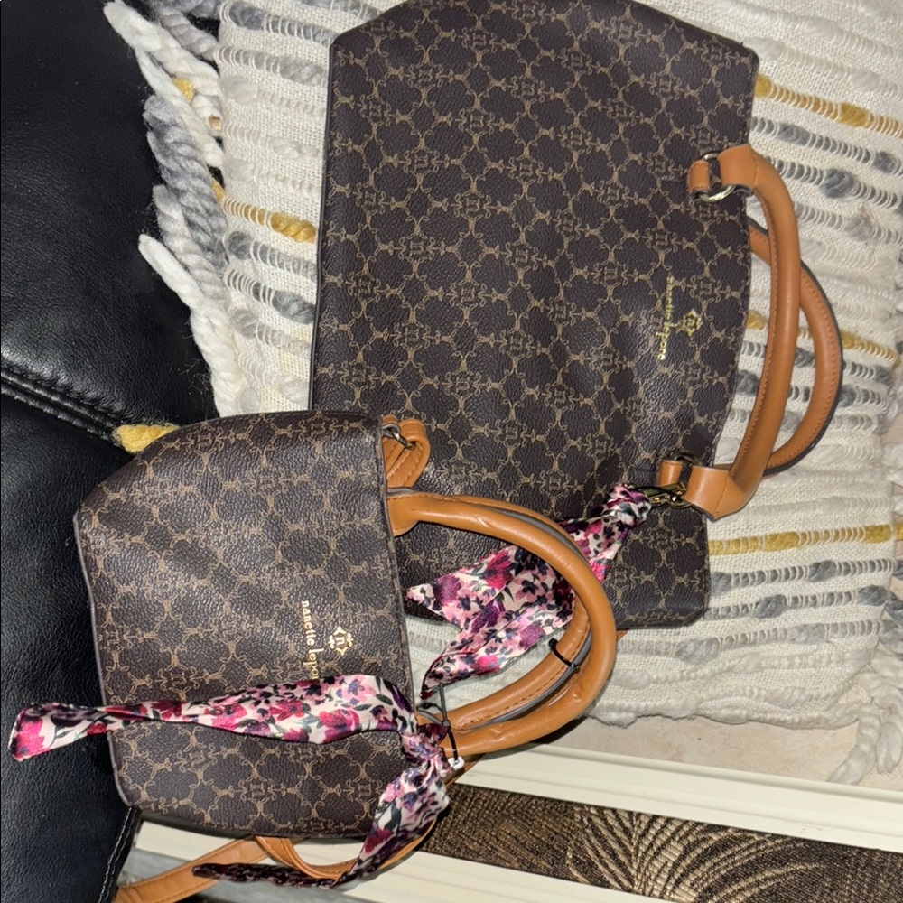 Nanette Lepore Brown Clutch with Monogram Design
